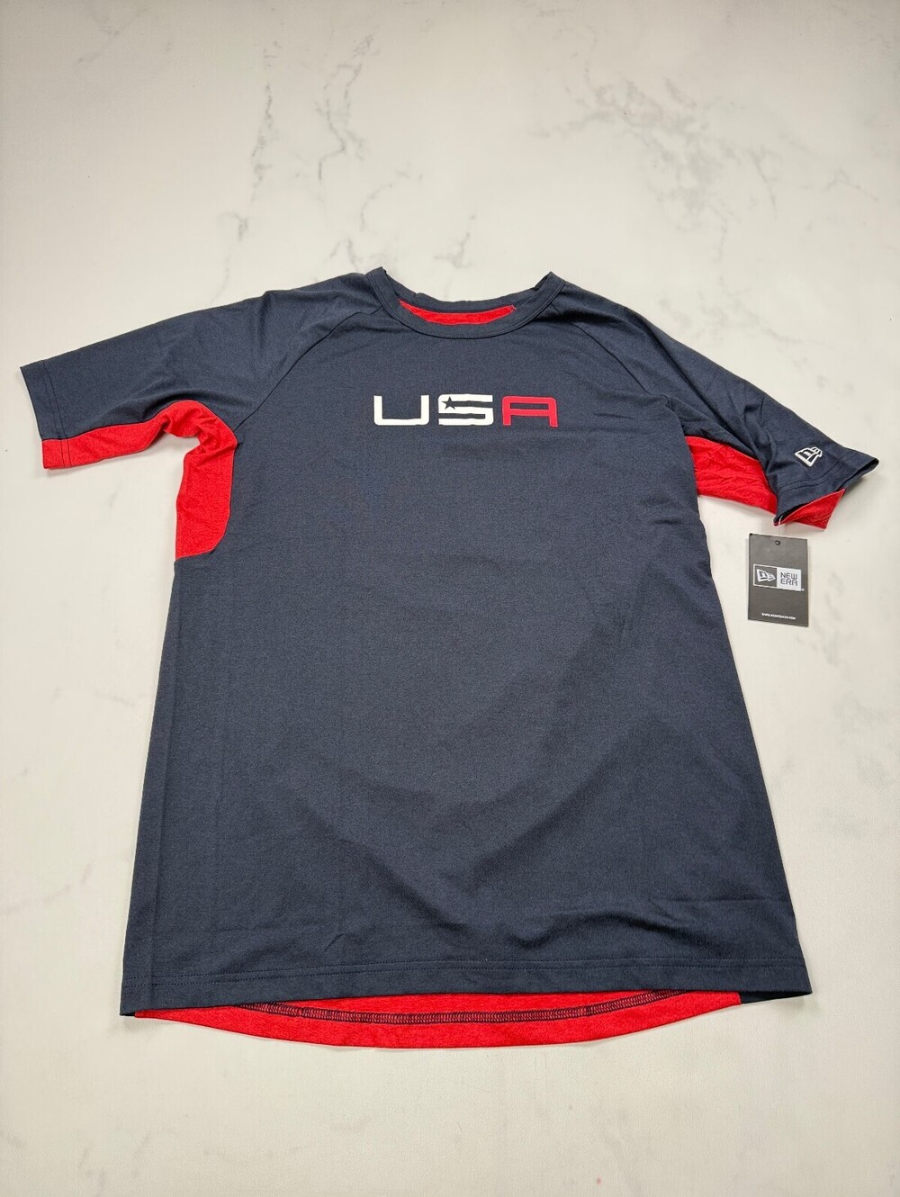 New Era USA T Shirt Navy 2010s Americana - Mens M